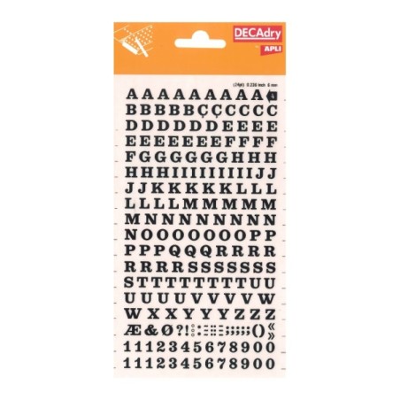 lettres chiffres adhésifs noirs Apli