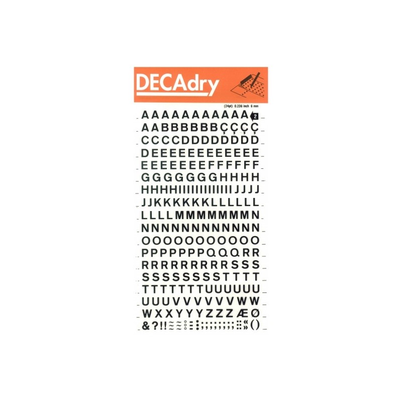 Lettres adhésives majuscules 6mm noir Apli 258 caractères