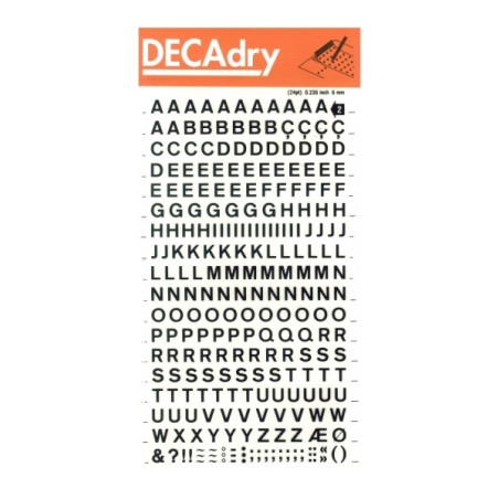 Lettres adhésives majuscules 6mm noir Apli 258 caractères précises