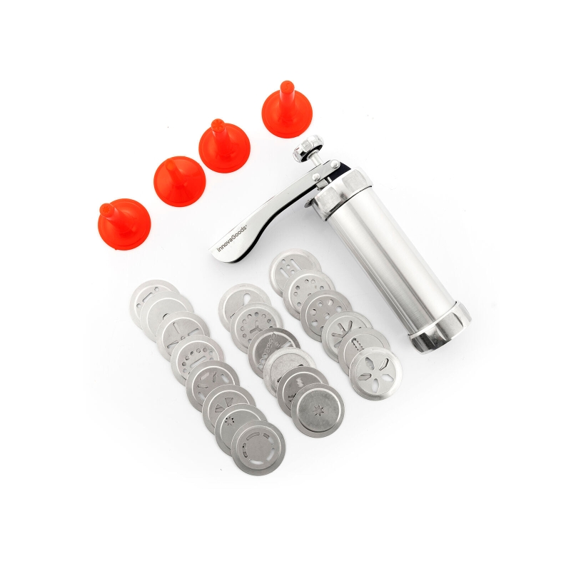 Innovagoods Prekies Machine à pâte à biscuits 2 en 1 - Poche à douille - Gabarits inclus - Nettoyage facile - Poignée