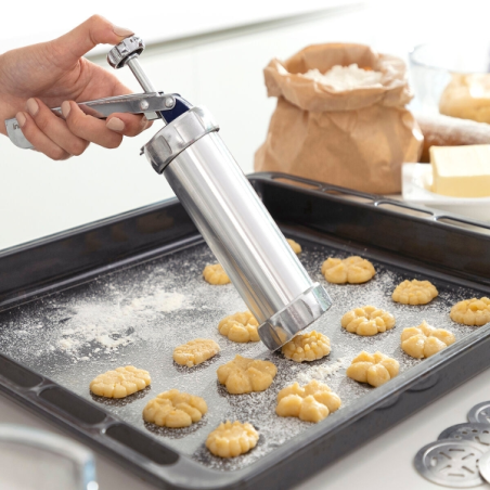 Innovagoods Prekies Machine à pâte à biscuits 2 en 1 - Poche à douille - Gabarits inclus - Nettoyage facile - Poignée