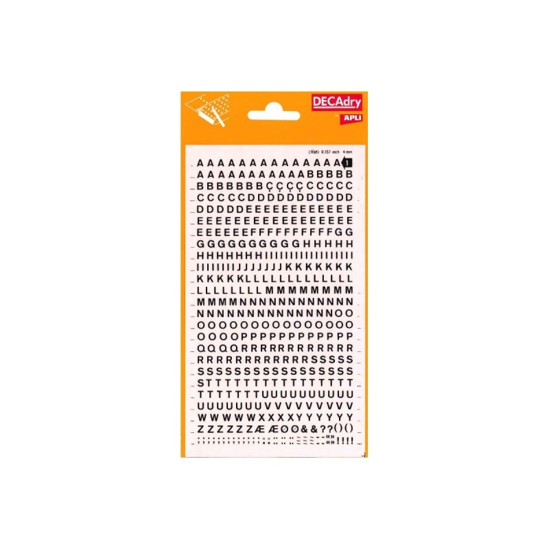 Lettres majuscules adhésives Apli - 470 caractères - Identification rapide et propre - Couleur noire
