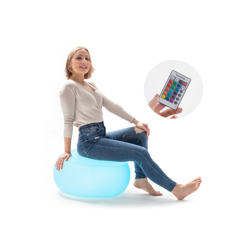 Siège gonflable Innovagoods Pulight - Lumière LED multicolore - Supporte jusqu'à 100 kg - Télécommande - Pompe incluse - IP68