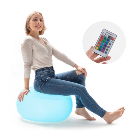 Siège gonflable Innovagoods Pulight - Lumière LED multicolore - Supporte jusqu'à 100 kg - Télécommande - Pompe incluse - IP68