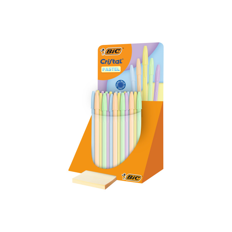 Coffret 40 stylos bille Bic Cristal Pastel pointe 1 mm