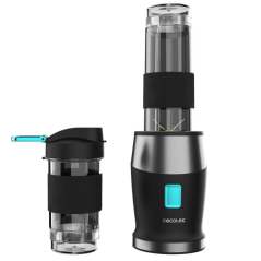 Mixeur plongeant Cecotec Power Titanium 900 ProGo - 900 W - Couvercle pliable - Antidérapant - 4 lames en titane - 2 gobelets