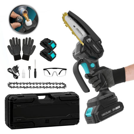 Scie d'élagage sans fil Cecotec MontanaForce 4000 - 400 W - 2 batteries 21 V 2 Ah - Accessoires inclus : graisseur de chaîne
