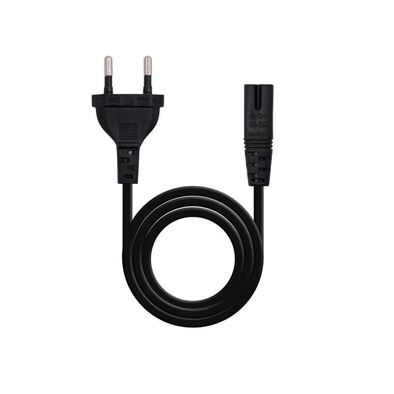 Câble d'alimentation Nanocable Form 8 CEE7/16 mâle vers C7 femelle 2 m - Noir