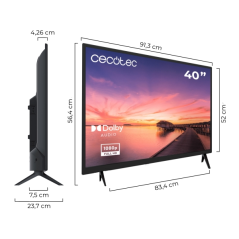 Téléviseur intelligent LED Cecotec série 0 0040 40" avec résolution HD - Système Dolby - Connexions HDMI et USB - Tuner DVB