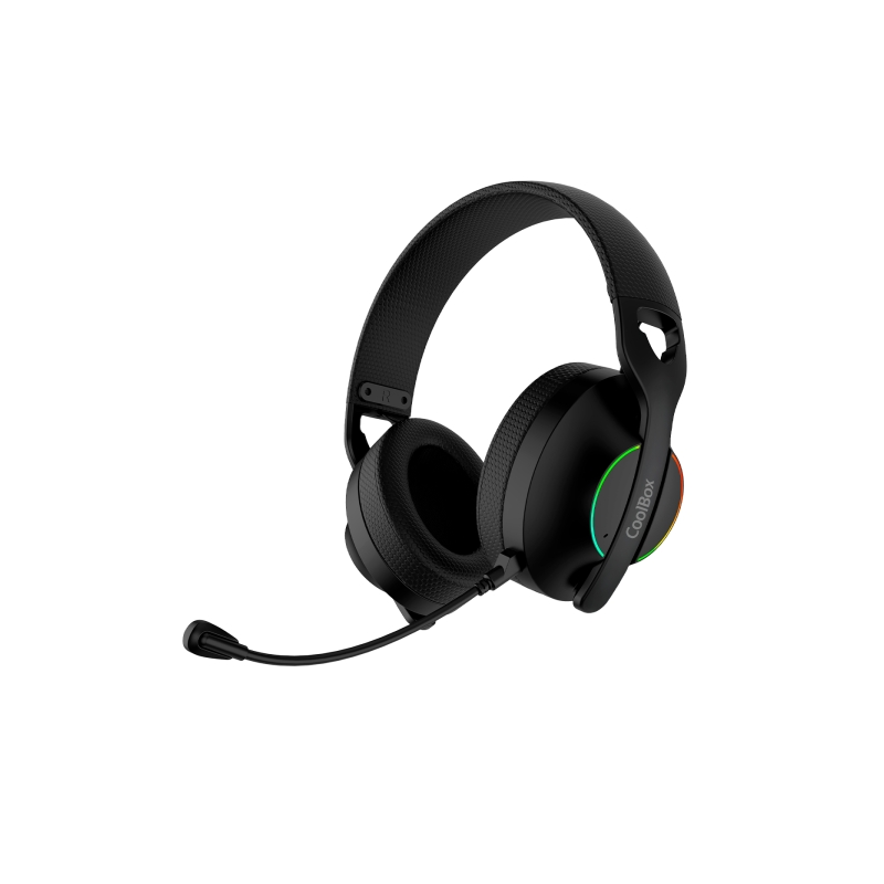 Casque Gaming Sans Fil Coolbox WB01 avec Microphone - Bluetooth 5.4, Connectivité Sans Fil 2.4Ghz ou Jack - Éclairage RGB