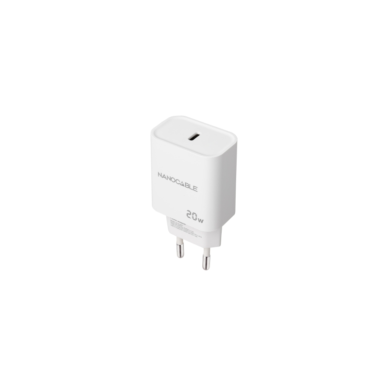 Chargeur Mural USB-C/PD Nanocable 20W - Blanc