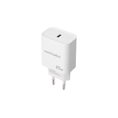 ✅ Chargeur Mural USB-C/PD Nanocable 20W - Blanc couleur Blanc en stock
