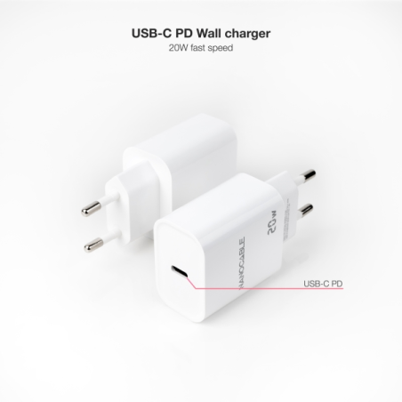 Chargeur Mural USB-C/PD Nanocable 20W - Blanc