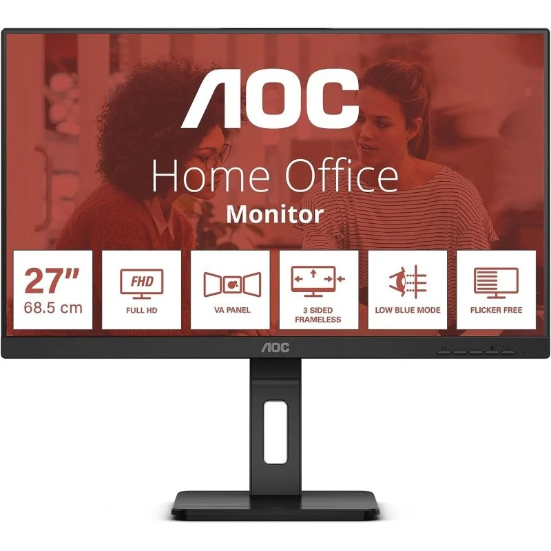 Moniteur AOC 27" LED IPS FullHD 1080p 75 Hz - Réponse 4 ms - Réglage de la hauteur - Angle de vision 178° - Haut-parleurs