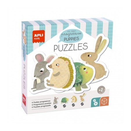 ✅ Apli Puzzle My First Puppies - 12 grandes pièces - 4 motifs d'animaux - Renforce la motricité fine et la con en stock