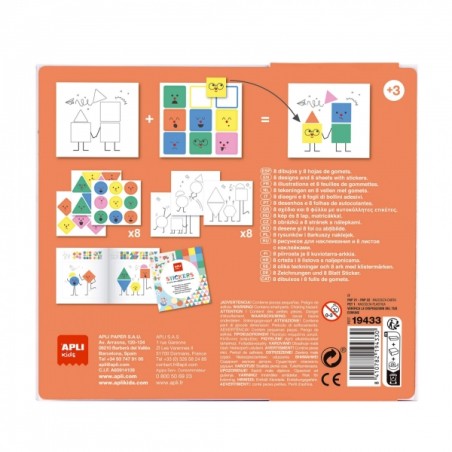 Apli Emotions Jeux de Gomets Géométriques - Didactique - Amovible - Comprend Feuilles et Exemples - Stimule la Pensée