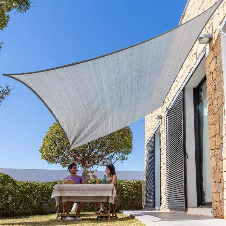 Voile d'ombrage rectangulaire Innovagoods Reshad - Facile à nettoyer - Protection UV - Respirante - Corde et 4 mousquetons