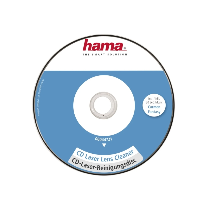 Nettoyant pour lecteur CD/DVD Hama - Micro-brosses - 8 langues - Nettoyage à sec - Blanc et bleu