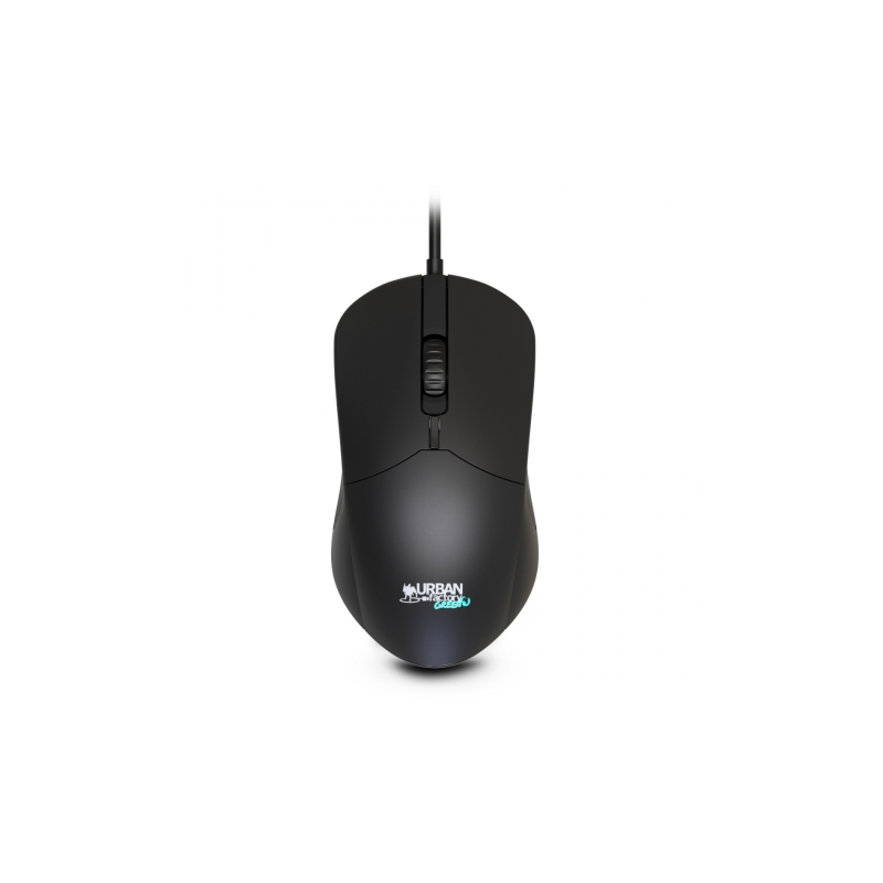 Souris filaire Urban Factory Cyclee - 1200 dpi - Connexion USB-A - Adaptateur USB-C - Utilisation ambidextre - Noir
