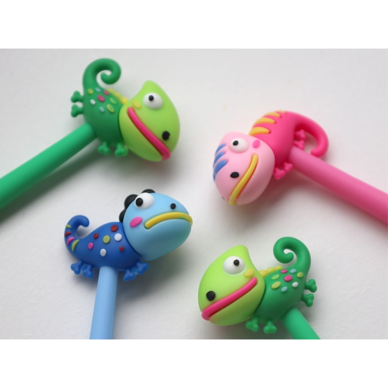Lot de 36 stylos gel pointe fine Bismark Animals caméléon