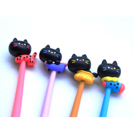 Lot de 36 stylos gel Bismark motif chat, pointe fine, encre noire