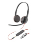 Casque HP Poly Blackwire 3220 USB-C avec microphone - Oreillettes rembourrées - Commandes intégrées - Adaptateur USB-A - Noir