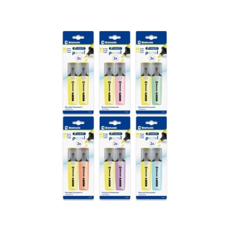 LOT de 12 Lot de 2 marqueurs fluorescents longue durée Bismark - Encre à séchage rapide - Pointe biseautée - Idéal pour