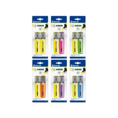 LOT de 12 Lot de 2 marqueurs fluorescents longue durée Bismark - Encre à séchage rapide - Pointe biseautée - Idéal pour