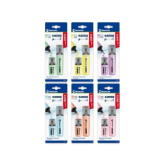 LOT de 24 Lot de 1 mini-marqueur Bismark longue durée + 1 marqueur fluorescent - Encre à séchage rapide - Pointe biseautée