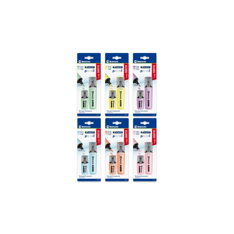 LOT de 24 Lot de 1 mini-marqueur Bismark longue durée + 1 marqueur fluorescent - Encre à séchage rapide - Pointe biseautée