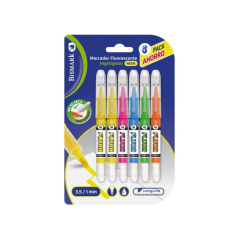 Lot de 6 marqueurs fluorescents néon longue durée Bismark - Encre liquide - Pointe biseautée - Idéal pour souligner et