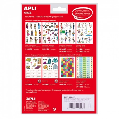 Apli Sachet de Gomets sur le thème des aliments sains - Adhésif amovible - Illustrations amusantes - Favorise la motricité