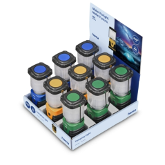 Présentoir Hama L250 avec 12 lampes torches LED - Fonctionne sur piles - 250 lumens - Crochet pliable - Jusqu'à 15 heures