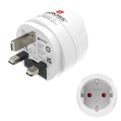 Adaptateur de voyage Hama, prise type G - Puissance jusqu'à 3250 W - Connecteur Schuko femelle - Tension 100-250 V - Blanc