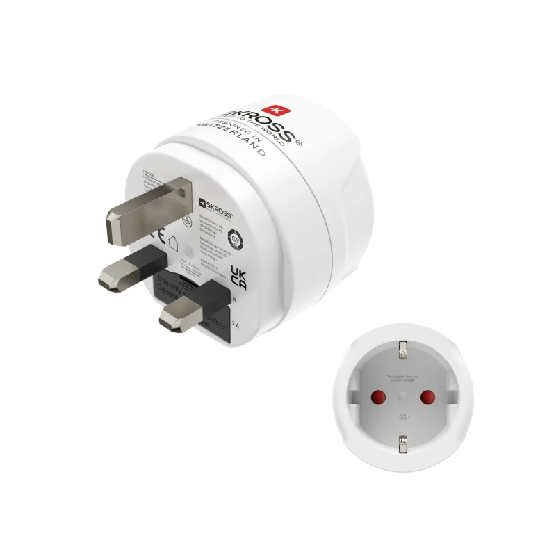 Adaptateur de voyage Hama, prise type G - Puissance jusqu'à 3250 W - Connecteur Schuko femelle - Tension 100-250 V - Blanc
