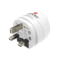 Adaptateur de voyage Hama, prise type G - Puissance jusqu'à 3250 W - Connecteur Schuko femelle - Tension 100-250 V - Blanc