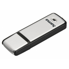 Clé USB 2.0 Hama Fancy avec capuchon - Capacité de 128 Go - Vitesse de transfert de 15 Mo/s - Aluminium brossé - 20 x 66 x 8 mm