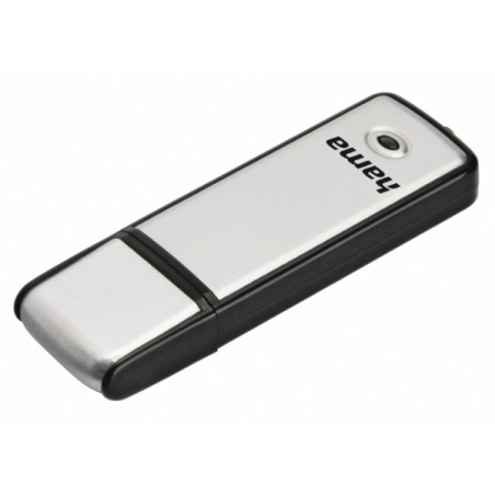 Clé USB 2.0 Hama Fancy avec capuchon - Capacité de 128 Go - Vitesse de transfert de 15 Mo/s - Aluminium brossé - 20 x 66 x 8 mm