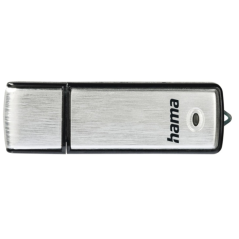 Clé USB 2.0 Hama Fancy avec capuchon - Capacité de 128 Go - Vitesse de transfert de 15 Mo/s - Aluminium brossé - 20 x 66 x 8 mm