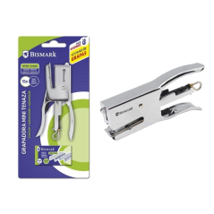 Agrafeuse miniature Bismark avec pince chromée + 2 000 agrafes - Capacité d'agrafage : 15 feuilles - Conception ergonomique