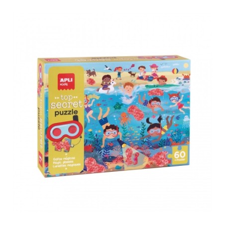 ✅ Apli Secret Beach Puzzle - Design coloré pour enfants - Pièces résistantes et sûres - Comprend des lunette en stock