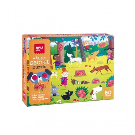 Apli Secret Dog Puzzle - design coloré pour enfants avec des lunettes 
