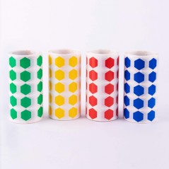 ✅ Apli Pack de 4 Rouleaux de Gomets Hexagonaux - Adhésif Permanent - 7 080 Gomets - Idéal pour les Garderies - en stock