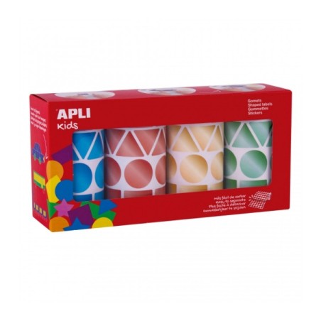 ✅ Apli Pack de 4 Rouleaux de Gomets Métalliques Géométriques Assortis - 4 324 Gomets - Faciles à Séparer - en stock