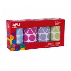 ✅ Apli Pack de 4 Rouleaux de Gomets Géométriques Assortis - Formes Variées - Faciles à Séparer - Idéal pou en stock