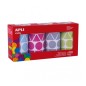 Apli Pack de 4 Rouleaux de Gomets Géométriques Assortis - Formes Variées - Faciles à Séparer - Idéal pour les Crèches - Haute