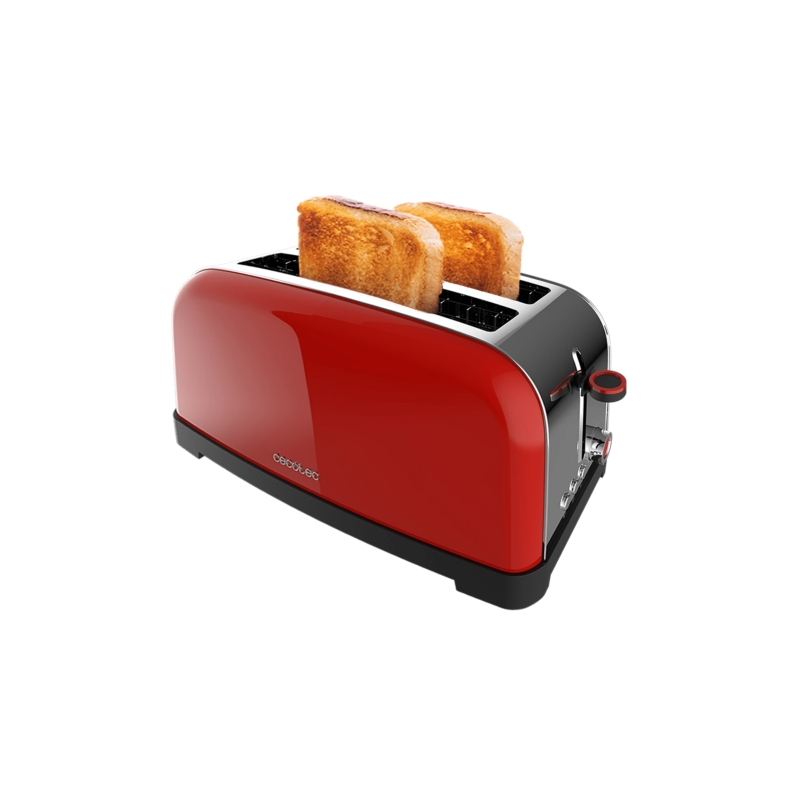Grille-pain Cecotec Toastin' Time 1500 à double fente - 1500 W - Fente large jusqu'à 3,8 cm - Acier inoxydable - Arrêt