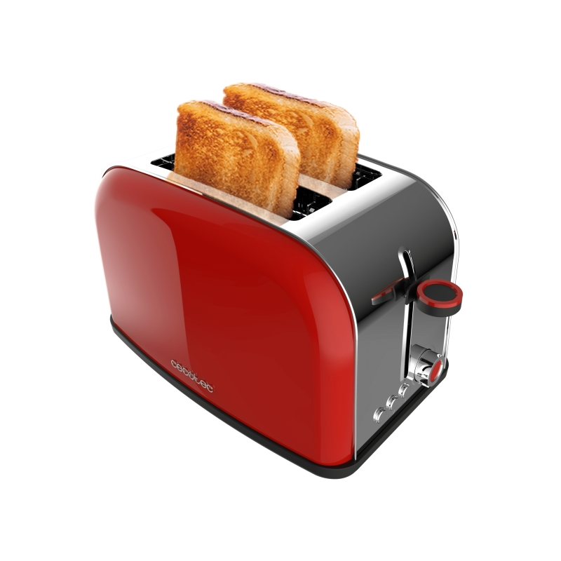 Grille-pain double fente Cecotec Toastin' Time 850 - Puissance 850 W - Fente large jusqu'à 3,8 cm - Acier inoxydable - Arrêt