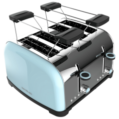 Grille-pain double Cecotec Toastin' Time 1700 à 4 fentes - 1700 W - Fentes larges - Acier inoxydable - Chauffe-pain - Fonctions