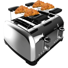 Grille-pain double Cecotec Toastin' Time 1700 à 4 fentes larges - 1700 W - Chauffe-pain - Centrage automatique